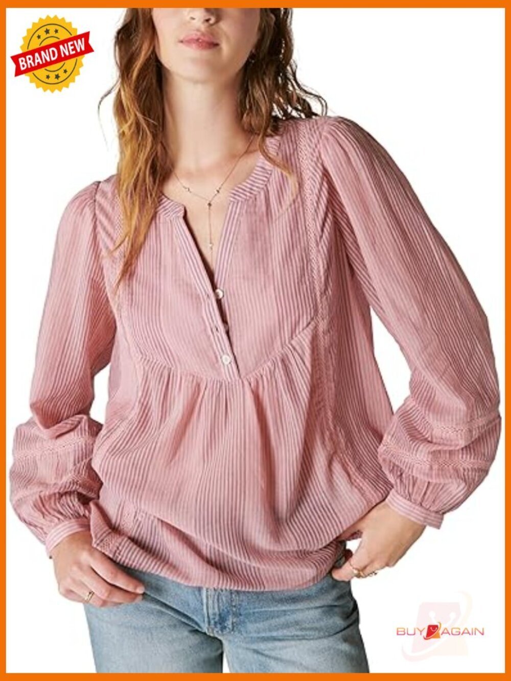 Long Sleeve Cotton Button-Down Blouse with Smocked Detail Regular Fit